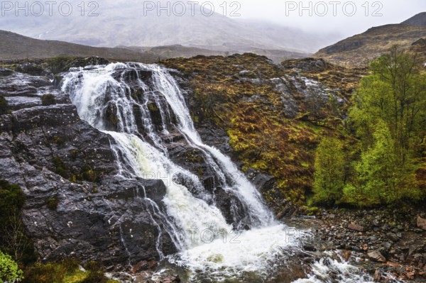 Glencoe Waterfall, Glencoe Valley, Argyll, Scotland, United Kingdom
