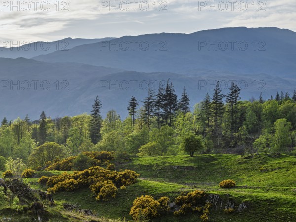 Mountains in Lake District National Park over Coniston Water, Cumbria, England, United Kingdom