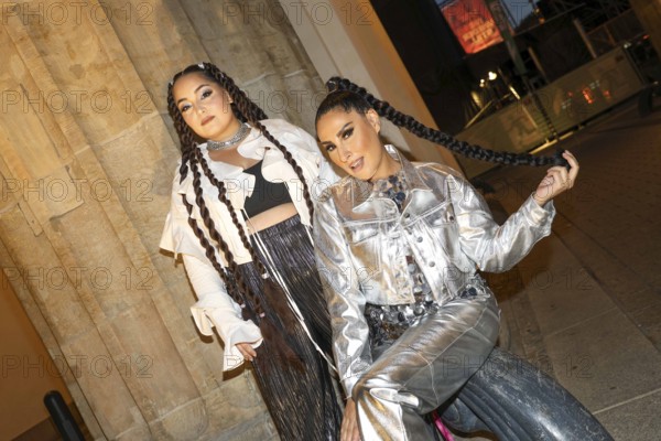 Bahar Kizil and Senna Gammour from the band Monrose at the 47th Christopher Street Day under the motto Never be quiet again in Berlin on 26 July 2025