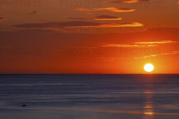 The sun rises on the Costa Rei in Sardinia, an Italian Mediterranean island, Sardinia, Costa Rei, Italy
