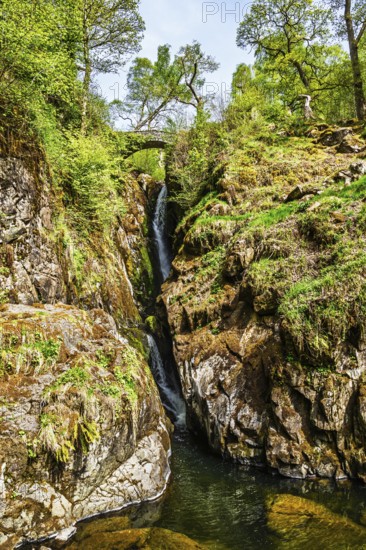 Aira Force Waterfall, Ullswater Lake, Lake District National Park, Cumbria, England, United Kingdom