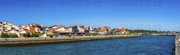 Panorama of canal in Capbreton, Landes, Nouvelle-Aquitaine, France