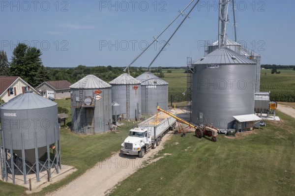 Martin, Michigan - Corn is loaded onto a truck from grain storage bins in west Michigan