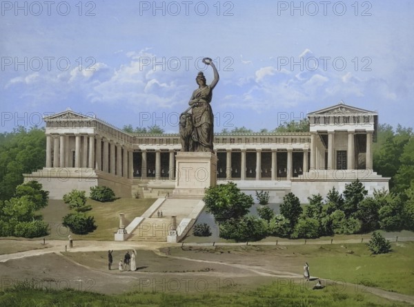 Hall of Fame and Bavaria, Munich, Bavaria, Germany, authentic reproduction of a school mural, historical, around 1900