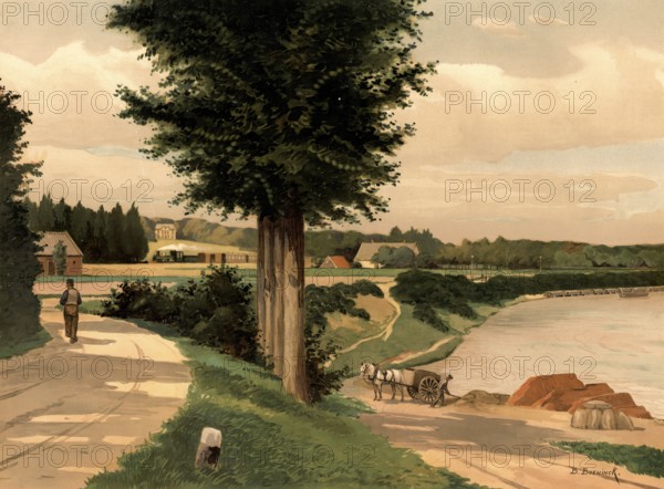 Rheden, Dutch municipality of the province of Gelderland, Netherlands, Holland, authentic reproduction of a school mural, historic, around 1900