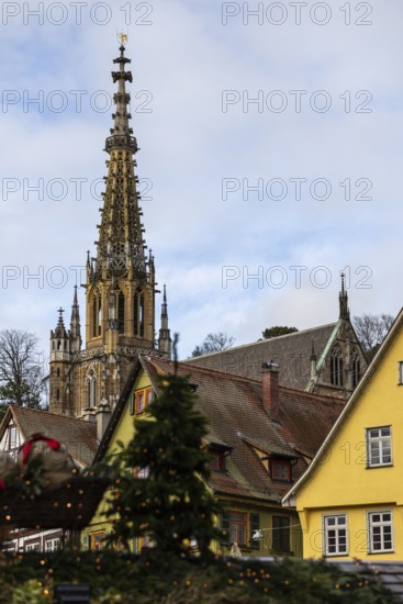 Frauenkirch tower, Christmas market, city of Esslingen, district of Esslingen, Baden-WÃ¼rttemberg, Germany