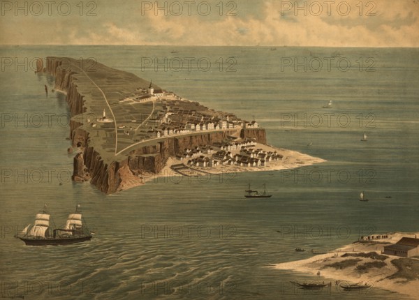 Heligoland in the North Sea, Schleswig-Holstein, Germany, authentic reproduction of a school mural, historical, around 1900