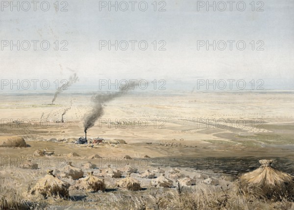 Steppe country in Russia, Siberia, authentic reproduction of a school mural, historical, around 1900