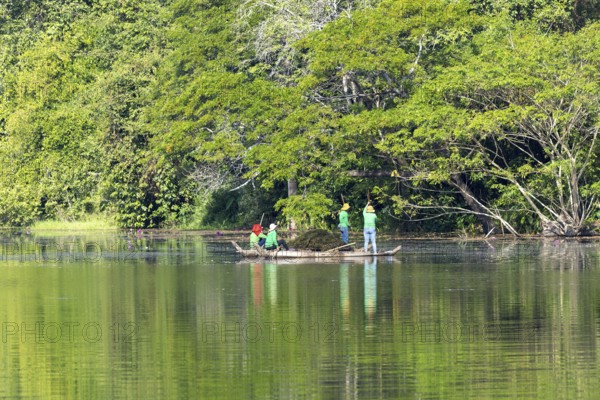 Women harvest seagrass, water channel in Angkor Thom, UNESCO World Heritage Site, Siem Reap, Cambodia