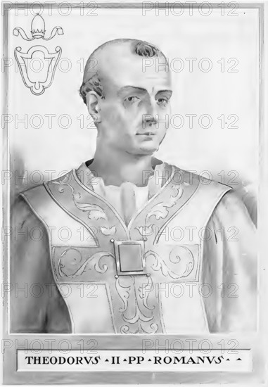 Theodore II (born in Rome, died around November 897) was Pope of the Catholic Church for 20 days in 897, Historical, authentic, digitally restored reproduction from a 19th century original, Record date not stated