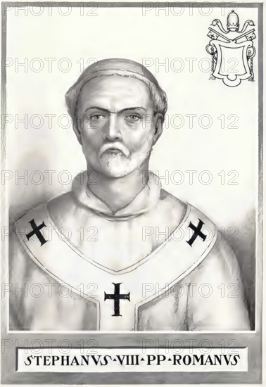 Stephen VII (VIII) (born probably in Rome, died February 931, buried in Rome) was pope from January 929 to February 931, although the exact dates of his term of office are uncertain, Historical, authentic, digitally restored reproduction from a 19th century original, Record date not stated