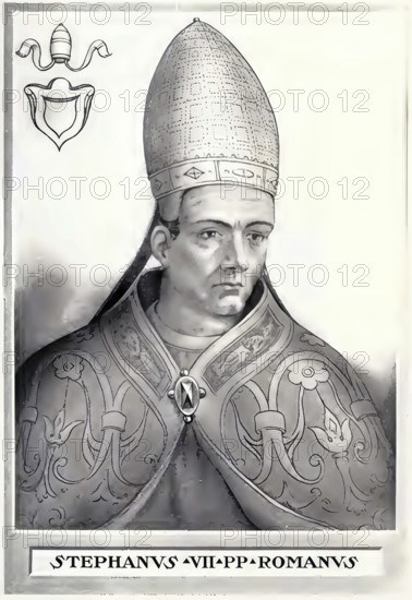 Stephen VI (VII) (d. 897) was pope from May 896 to July or August 897, Historical, authentic, digitally restored reproduction from a 19th century original, Record date not stated