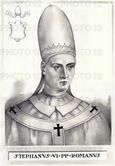 Stephen V (VI) (died 14 September 891 in Rome) was pope from 885 until his death, Historical, authentic, digitally restored reproduction from a 19th century original, Record date not stated
