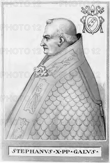 Stephen IX (X), previously Frederick of Montecassino OSB, originally Frederick of Lorraine (born around 1020 in Lorraine, died 29 March 1058 in Florence), was pope from 3 August 1057 until his death. He is considered a German pope due to his origins, Historical, authentic, digitally restored reproduction from a 19th century original, Record date not stated