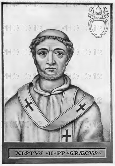 Sixtus II (d. 6 August 258) (Xystus) was Bishop of Rome from 30 August 257 to 6 August 258, Historical, authentic, digitally restored reproduction from a 19th century original, Record date not stated