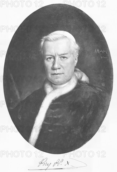 Pius X (born 2 June 1835 in Riese, Lombardo-Veneto, as Giuseppe Melchiorre Sarto, died 20 August 1914 in Rome) was the 257th Pope of the Roman Catholic Church from 1903 to 1914, Historical, authentic, digitally restored reproduction from a 19th century original, Record date not stated