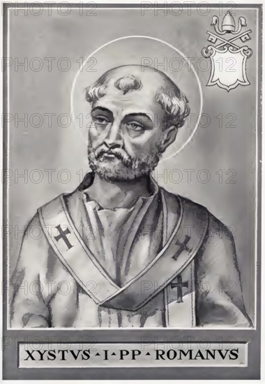 Sixtus I (died around 125) (Latin-Greek Xystus) was Bishop of Rome from about 115 until his death and is described as a priest and martyr, Historical, authentic, digitally restored reproduction from a 19th century original, Record date not stated