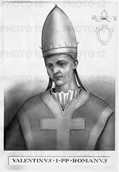 Valentin (died 16 September 827) was briefly pope in 827, Historical, authentic, digitally restored reproduction from a 19th century original, Record date not stated