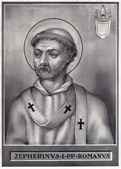 Zephyrinus (died 20 December 217 in Rome) became Bishop of Rome shortly in front of the turn of the 3rd century and held office until his death, Historical, authentic, digitally restored reproduction from a 19th century original, Record date not stated