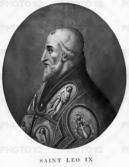 Leo IX, previously Bruno of Toul, originally Bruno of Egisheim-Dagsburg (born 21 June 1002, died 19 April 1054 in Rome), reigned as Pope from 12 February 1048 to 19 April 1054, Historical, authentic, digitally restored reproduction from a 19th century original, Record date not stated