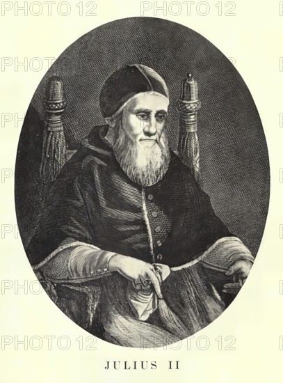 Julius II (civic name Giuliano della Rovere, born 5 December 1443 in Albisola Superiore near Savona, Liguria, died 21 February 1513 in Rome) was Roman Catholic Pope from 1 November 1503 to 21 February 1513. He founded the papal bodyguard Swiss Guard in 1506, Historical, authentic, digitally restored reproduction from a 19th century original, Record date not stated