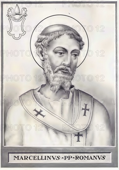 Marcellinus (died 25 October 304) was Bishop of Rome from 296 to 304, Historical, authentic, digitally restored reproduction from a 19th century original, Record date not stated