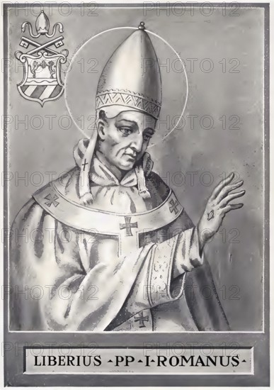 Liberius (Latin for the Free, born in Rome, died 24 September 366) was Bishop of Rome from 17 May 352 until his death, Historical, authentic, digitally restored reproduction from a 19th century original, Record date not stated