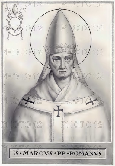 Marcus (died 7 October 336) was Bishop of Rome for a few months in 336, Historical, authentic, digitally restored reproduction from a 19th century original, Record date not stated