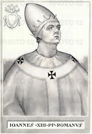 John XIII (born in Rome, died there on 6 September 972) was pope from 1 October 965 to 972, Historical, authentic, digitally restored reproduction from a 19th century original, Record date not stated