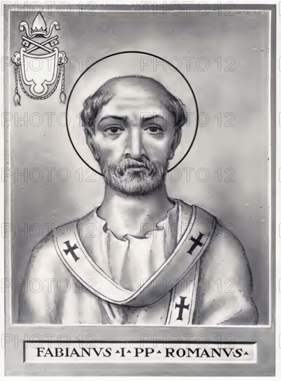 Saint Fabian or Fabianus, according to one source Flavius (born in front of 178 in Rome, died there on 20 January 250), bishop and martyr, was elected Bishop of Rome in January 236 and enthroned as successor to Anterus on 10 January 236 after a seven-day vacancy, Historical, authentic, digitally restored reproduction from a 19th century original, Record date not stated