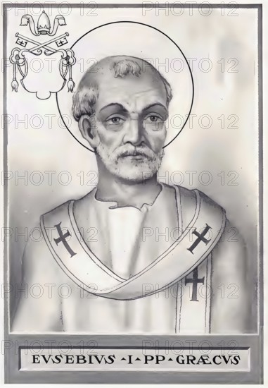 Eusebius (the God-fearing, died in Sicily) was bishop of Rome for a few months in 309 or 310 and died in exile in the same year, Historical, authentic, digitally restored reproduction from a 19th century original, Record date not stated