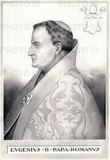Eugene II (died 27 August 827) was pope from May 824 until his death, Historical, authentic, digitally restored reproduction from a 19th century original, Record date not stated