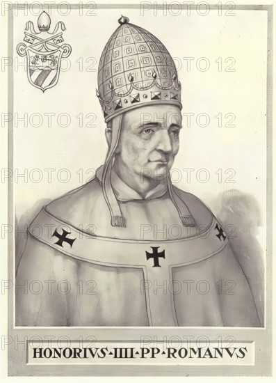 Honorius IV, originally Giacomo Savelli (born around 1210 in Rome, died there on 3 April 1287), was Roman Catholic Pope from 2 April 1285 until his death, Historical, authentic, digitally restored reproduction from a 19th century original, Record date not stated