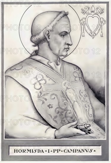 Hormisdas (also: Hormisda, born in Frosinone, Campagna Romana, Latium, died 6 August 523 in Rome) was Bishop of Rome and Roman Pope from 20 July 514 until his death, Historical, authentic, digitally restored reproduction from a 19th century original, Record date not stated