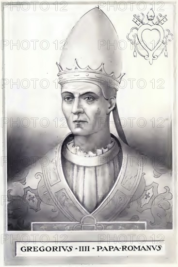 Gregory IV (born in Rome, died there on 25 January 844) was pope from 827 to 844, Historical, authentic, digitally restored reproduction from a 19th century original, Record date not stated
