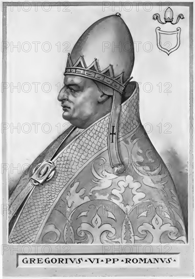Gregory VI (born Johannes Gratianus Pierleoni, died probably November 1047 in Cologne) was Pope from 1045 to 1046, Historical, authentic, digitally restored reproduction from a 19th century original, Record date not stated