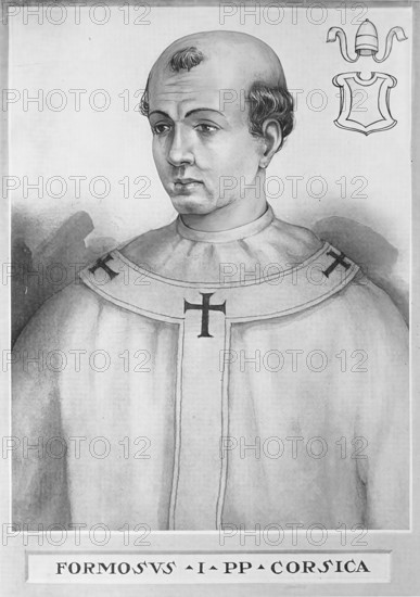 Formosus (born ca. 816, died 4 April 896 in Rome) was pope from 891 to 896, Historical, authentic, digitally restored reproduction from a 19th century original, Record date not stated