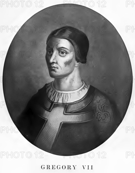 Gregory VII (born between 1025 and 1030 possibly in Sovana as Hildebrand (of Soana), died 25 May 1085 in Salerno) was Pope from 22 April 1073 to 1085, Historical, authentic, digitally restored reproduction from a 19th century original, Record date not stated