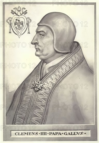 Clement IV (born around 1200 in Saint-Gilles (Gard), died 29 November 1268 in Viterbo) was pope from 5 February 1265 until his death, Historical, authentic, digitally restored reproduction from a 19th century original, Record date not stated