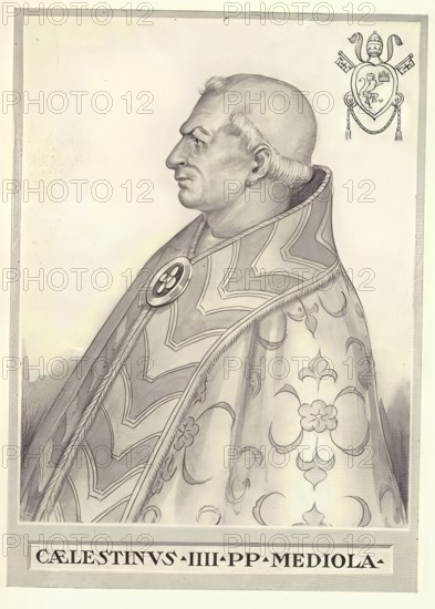 Coelestine IV, actually Goffredo di Castiglione, (born in the 12th century in Milan, died 10 November 1241 in Rome) was pope for 17 days in 1241, Historical, authentic, digitally restored reproduction from a 19th century original, Record date not stated