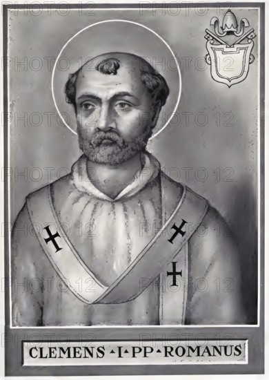 Clement I, also known as Clemens Romanus or Clement of Rome (born around 50 in Rome, died 97 (or 101) in Rome or Crimea), is counted among the Apostolic Fathers. As Bishop of Rome, he was the second or third successor of the Apostle Peter, Historical, authentic, digitally restored reproduction from a 19th century original, Record date not stated