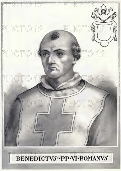 Benedict VI (born in Rome, died there in July 974) was pope from 19 January 973 to June or July 974, Historical, authentic, digitally restored reproduction from a 19th century original, Record date not stated