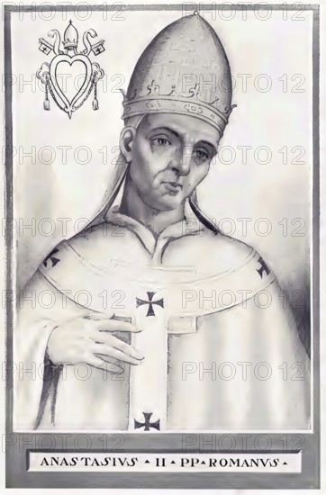 Anastasius II (born in Rome, died 19 November 498 ibid. (1) was pope from 24 November 496 until his death, Historical, authentic, digitally restored reproduction from a 19th century original, Record date not stated