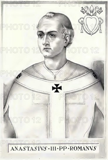 Anastasius Bibliothecarius (d. 879), as Anastasius III. in 855 for a short time antipope, was a clergyman and church historian of the 9th century, Historical, authentic, digitally restored reproduction from a 19th century original, Record date not stated