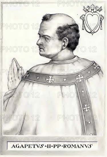 Agapitus II, also Agapet II, (born in Rome, died there on 8 November 955) was Pope from 10 May 946 until his death, Historical, authentic, digitally restored reproduction from a 19th century original, Record date not stated