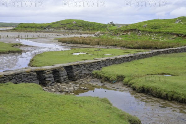 Stone slab bridge a clapper bridge, Maghera, Inishkeel, County Donegal, Ireland