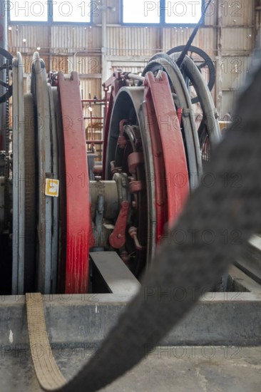Tonopah, Nevada - The Mizpah Mine hoist house at Tonopah Historic Mining Park. Mining began here in 1900 with the discovery of silver, and continued until 1948. Tourists now explore the 113-acre site, which is operated by a nonprofit foundation
