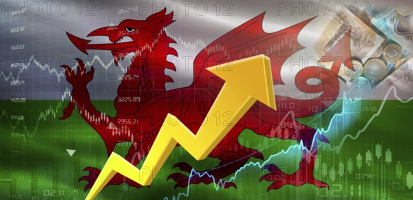 Wales Financial Growth on Market Graph. Wales Economic Growth on Financial Graph