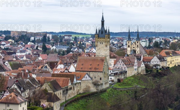 City view of Bad Wimpfen. The city is known for its well-preserved historic old town with many half-timbered houses. In 2025, Bad Wimpfen was named Germany's most beautiful old town. Bad Wimpfen, Baden-WÃ¼rttemberg, Germany