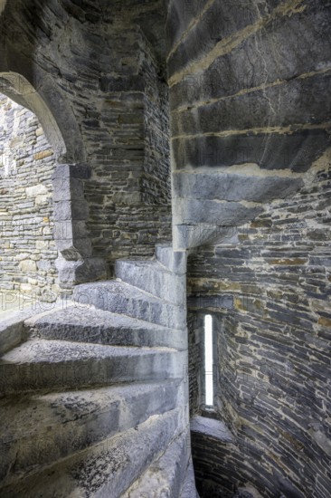 Spiral staircase at Carrigafoyle Castle, Carrig, Kerry, Ireland
